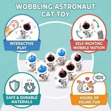 5/10pcs Cat Rocking Toys, Astronaut Tumbler, Self-Righting Rolling Cat Toys, Lightweight Plastic Cat Puzzle Toys, Battery-Free, Random Styles - View 3