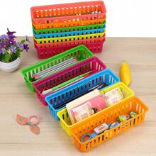 Classroom Pencil Storage Box/Pencil Basket/Crayon Basket, Available In Multiple Colors - Desktop Organizer Box - Multifunctional Storage Box - Desktop, Drawer Organizer. Suitable For Classroom, School, Dorm, Office, Drawers, Home, And Other Occasions. - Multicolor - View 2