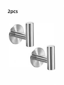 2pcs Spring/Summer New Stainless Steel Robe Hooks, No Drilling Required, Suitable For Towels, Clothes And Bath Towels. Bathroom Shelf. Easter Gift, Mother's Day Gift - Multicolor - View 12