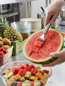 2-In-1 Stainless Steel Watermelon Slicer Cutter, Watermelon Cutting Tool, Suitable For Home Party Camping Kitchen - Multicolor - View 4