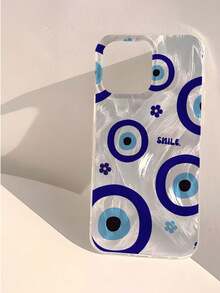 1个时尚艺术恶魔之眼标语图案防水防指纹防刮透明IMD软面光滑手机壳，适合表白、送给朋友、家人、情侣、生日、节日礼物，兼容 17/17 Plus/17 Pro/17 Pro Max - 彩色 - 查看 2