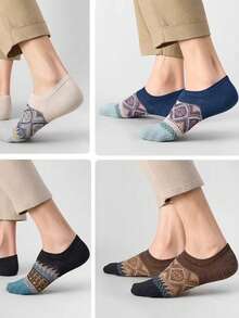 1/5 đôi tất cổ thấp nam, họa tiết hình thoi, chống trượt, thoáng khí, mỏng nhẹ, không lộ nội y, thích hợp cho mùa hè, thiết kế retro thời trang, thoải mái khi mang, phù hợp với nhiều loại giày. - Nhiều màu - Xem 3