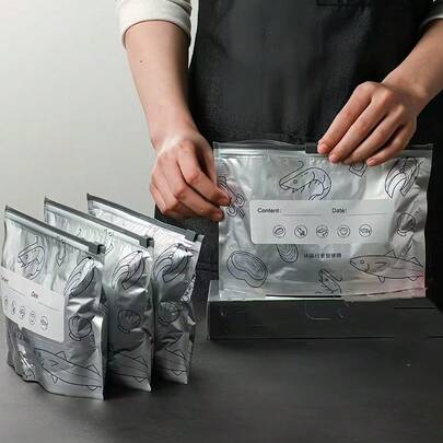 30pcs Antibacterial Aluminum Foil Reusable Food Storage Bags, Resealable Airtight Freezer Bags, Zipper Pouches