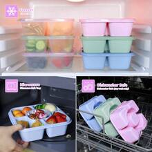 Bộ 3 hộp đựng đồ ăn nhẹ Bento có nắp đậy - Hộp đựng thức ăn trưa 5 ngăn, dùng được trong máy rửa chén và lò vi sóng - Lý tưởng để đựng đồ ăn nhẹ và trái cây. - Nhiều màu - Xem 6