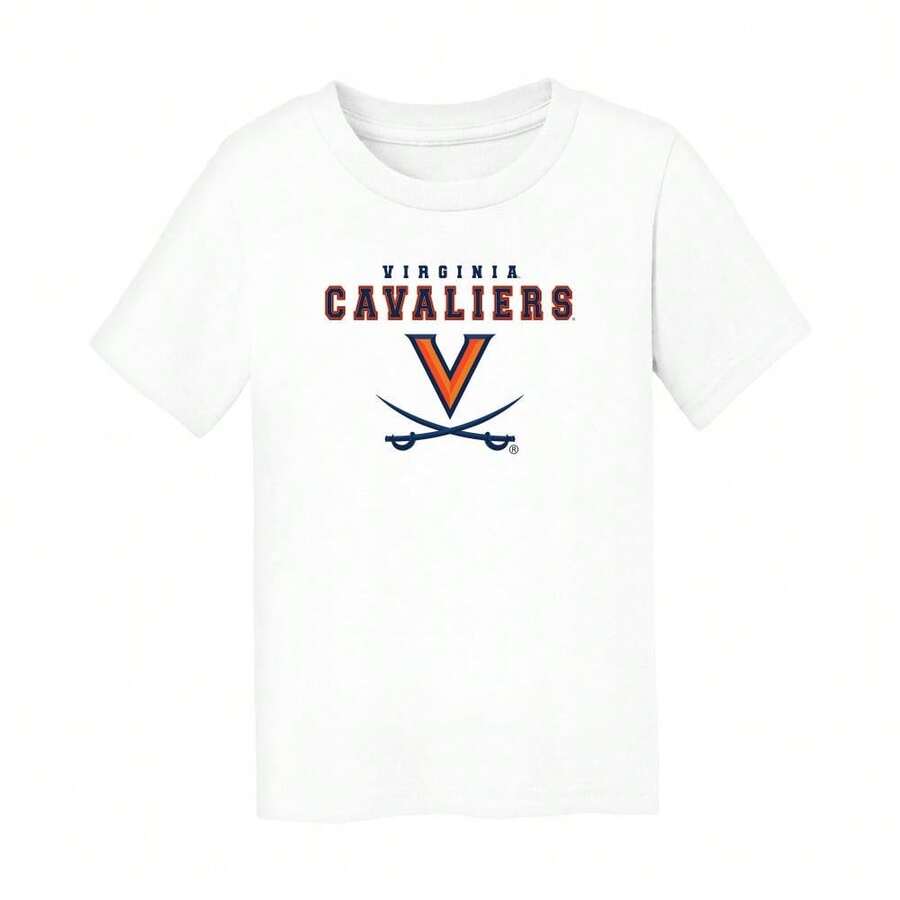 Virginia Cavaliers Varsity Logo Kids T-Shirt _ NCAALicensed 100% Cotton Infant Toddler Tee - trắng - Xem 1