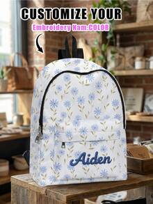 Anpassningsbar ryggsäck med broderad ficka, personlig collegeryggsäck, reseryggsäck, studentväska, laptopväska, anpassad ryggsäck, avslappnad och moderiktig - Multifärgad - Visa 9