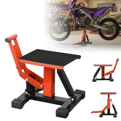 1200 LBS Hydraulic Dirt Bike Lift Stand, Heavy-Duty Motorcycle Jack With 17.5" Max Height, Secure-Grip Platform, Mechanical Safety Lock, Ultra-Stable Wide Base, Ideal For Tire Changes, Chain Maintenance & Wheel Service, Fits Dirt Bikes, Dual Sport & Motocross, 95% Pre-Assembled For Easy Use