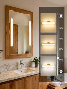 360°旋转木纹化妆灯，磁吸式化妆灯条，可充电LED磁吸壁灯，梳妆台灯，护眼阅读床头灯，LED室内灯，两档可调光触摸控制，可拆卸，暖光/白光/RGB灯光，适用于客厅、卧室、橱柜、直播、衣柜、梳妆台、派对、节日、生日礼物、浴室、床头等场所。 - 多色 - 查看 6