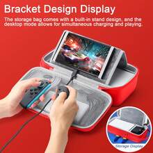 GAMINJA Switch 2 游戏机配件收纳包，PU材质，内置口袋和卡槽，旅行收纳户外防水保护套，内置10张游戏卡，便携式游戏机收纳包 - 查看 6