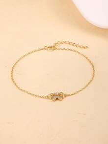 GAGAFEEL 1 Fashionable And Cute S925 Sterling Silver Zirconia Set Bow Bracelet For Women's Mother's Day Gift Daily Commuting Outfit - Gold - View 3