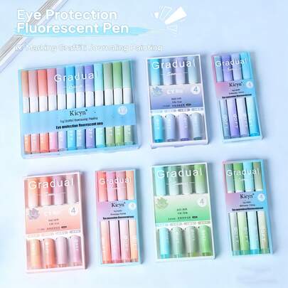 粉彩荧光笔，荧光斜头笔尖，防眩光，色彩鲜艳，可突出显示重点，粗笔尖不渗墨，适合学生使用，荧光笔可用于学习、计划笔记本、办公用品、复活节、贴纸等。