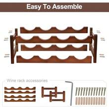 Estante de Vino 8 Botellas y 2 Capas de Estante de Vino Independiente Estante de Almacenamiento de Estante de Mesa de Estante de Vino para Armarios Bares de Restaurantes brown - Marrón - Ver 6