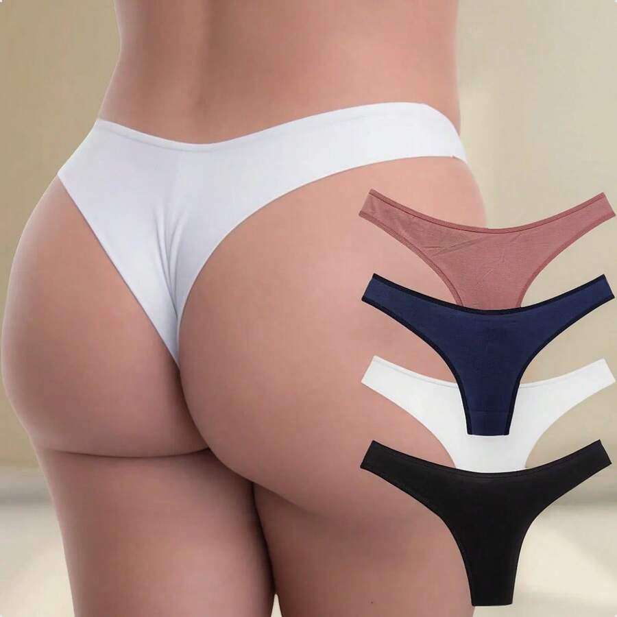 PRIMONS Kit 4 Calcinha Fio Dental Plus Size Conforto Algodão Não Marca - Multicolorido - Visão 1