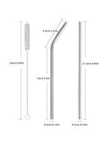 1/2/6pcs Reusable Stainless Steel Straws With Cleaning Brush, Suitable For 30/40oz Cups - View 3