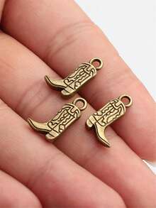 10个/包 11x18毫米双面西部牛仔靴吊坠，适用于珠宝制作、手工珠宝工艺配件、DIY珠宝组件 - 銅色 - 查看 3