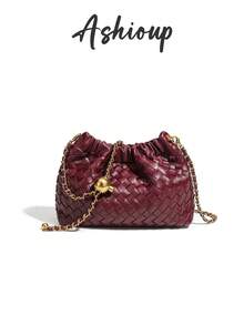 Women's Woven Bag, Fashion Clutch Bag & Hobo Shoulder Bag - Burgundy - View 1