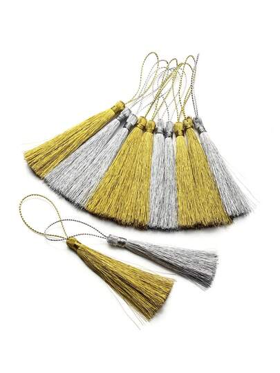 10/20/30pcs 4/6/8cm Gold/Silver Metallic Tassel, Bookmark, Lantern, Cushion, Gift Decor Tassels, Bag/Key Chain Tassel Pendant
