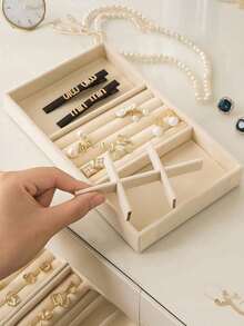 5/1pc High-Quality Jewelry Storage Tray, Elegant Velvet Jewelry Organizer Tray, Stackable Jewelry Storage Box, Multifunctional Jewelry Display Tray, Suitable For Storing Earrings, Necklaces, Rings, Bracelets, Etc., Holiday Gift. - Multicolor - View 4