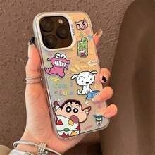 Crayon Shin-Chan Compatible With 16 Phone  15 Silver Color 13 Niche 14 Plus 11 Pro Max Couple - 透黑 - 查看 5