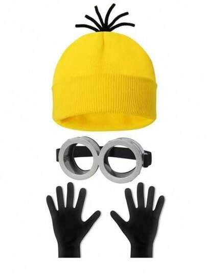 3pcs Hat, Gloves & Glasses Set, Suitable For Halloween Costumes, Cosplay, Party Decorations, Christmas Gifts, Valentine's Day Souvenirs, Theme Parties, Etc.