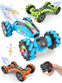 1pc Children's Remote Control Car Toy, 2.4G Medium Size Side Drift Stunt Car With Lights, Spray, One-Key Transformation, Motion Sensor Remote Control Car, Birthday/Holiday Gift For Boys And Girls - Blue - View 10