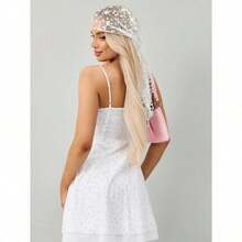 1pc 2026 New Floral Lace Scarf & Headscarf Set For Women, Lightweight & Breathable, Suitable For Weddings, Parties And Formal Events - Solid Color - View 6