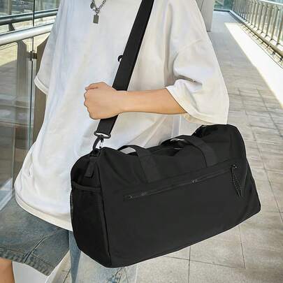 Color Block Gym Duffel Bag, Waterproof Travel Bag With Adjustable Strap, Large Capacity Sports Bag For Fitness & Weekend