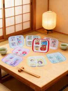 1pc Disney Cartoon Three Compartment Plate, Family Dinner, Birthday Party Plate, Easy To Carry Outdoor Melamine Tableware - Multicolor - View 3