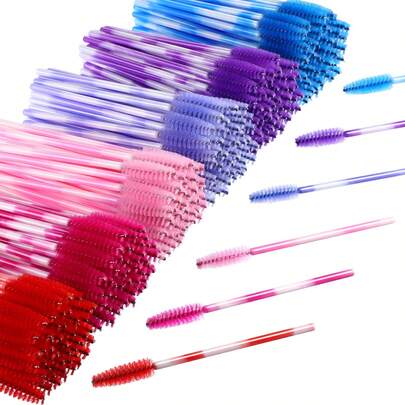300 Pieces Colored Disposable Mascara Wands Eyelash Eye Lash Brush Makeup Applicators Kit (Multicolor Handle, Multicolor Head)