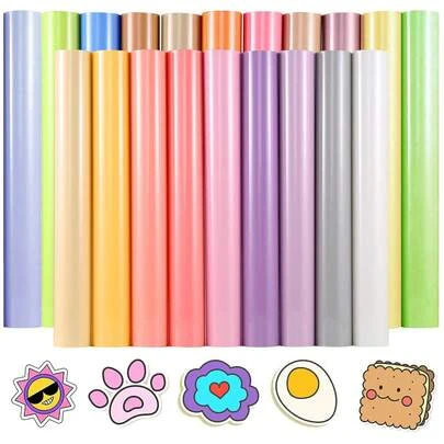 20pcs Bohemian Style Heat Transfer Vinyl, 12"X10" Suitable For T-Shirts, Clothing And Bags, Heat Press Vinyl Compatible With Cutting Machines