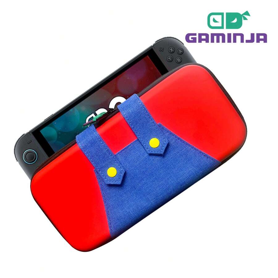 GAMINJA Switch 2 游戏机保护套，游戏机配件收纳包，PU材质，内置口袋+卡槽，旅行收纳户外防水保护套，可容纳10张游戏卡，便携式游戏机收纳包
