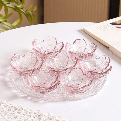 Elegant Cherry Blossom Infusion Bowl Set, Small Plastic Sauce Dish Suitable For Soy Sauce, Vinegar, Seasonings And Appetizers