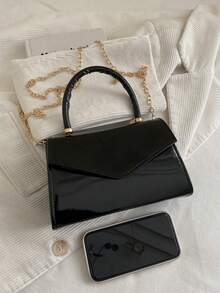 Túi xách nữ phong cách tối giản Hàn Quốc thời trang mới mùa xuân 2026, túi đeo vai, túi vuông nhỏ, túi đeo chéo. - màu đen - Xem 3