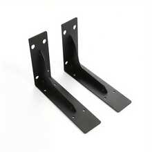 2 Pcs 16 Inches Shelf Bracket Heavy Duty Floating L Shelf Bracket, Powder Coated, Complete Mounting Hardware, Easy Install, Metal Shelf Bracket With Hardware, Black - Black-16 In - View 4