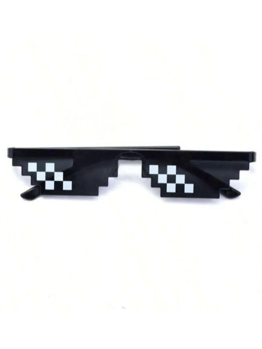 Mosaic Fashion Glasses, Retro Chic Party Pixel Glasses, Fun Fashion Glasses For Men - Black - View 1