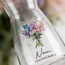 Personalized Glass Flower Vase With Custom Name, Date & Hand-Illustrated Floral Design, Premium Clear Vase For Wedding, Anniversary, Bridal Shower, Unique Gift For Couple/Her, Elegant Decorative Vase For Fresh/Dried Flowers, Perfect Table Centerpiece For Living Room, Kitchen & Home Decor - Multicolor - View 5