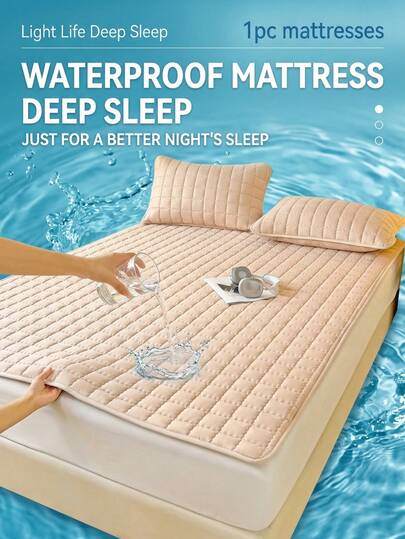1pc Waterproof Incontinence Mattress Protector Cover - Quilted Elastic Fitted Sheet, Plaid Pattern, Hypoallergenic, Machine Washable, Fits Twin/Full/Queen Bed - For Adults And Elderly (Pillow Case Not Included)