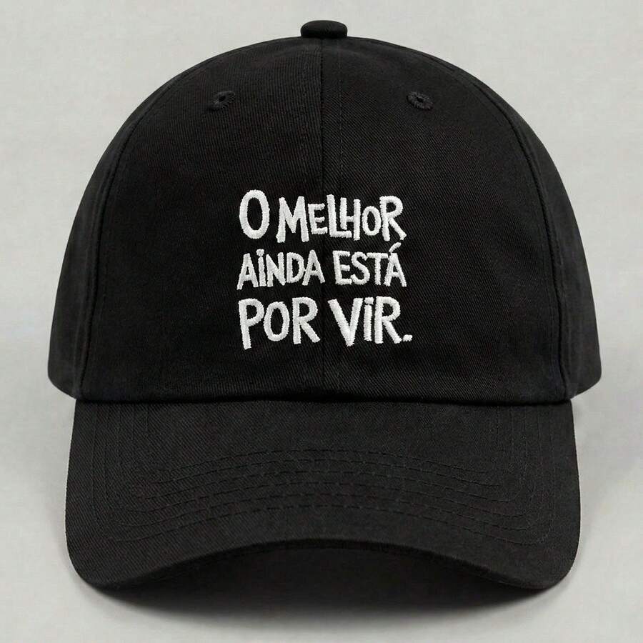 Embroidered Cap "The Best Is Yet To Come" Unisex Curved Brim Adjustable Strapback Motivational Phrase Casual Streetwear Urban Premium Fabric Stylish Modern Fashion Versatile Everyday - 黑色 - 查看 1