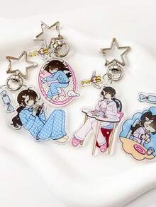 1pc Original Acrylic Keychain Pendant, Cute Pajama Cartoon Bag Charm, Fashionable JK Girl Student Y2K Retro Japanese School Style Cute Street Casual Party Acrylic Phone School Souvenir Gift, Ideal For Girlfriend - Multicolor - View 4
