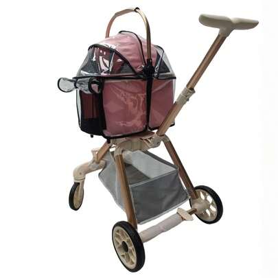 Cubierta de lluvia transparente de EVA para carrito de paseo de mascotas, cubierta impermeable para carrito de paseo de perros, a prueba de viento y cálida para todas las estaciones, adecuada para carritos de paseo de animales pequeños, ropa de lluvia para mascotas [Solo la cubierta, el carrito de paseo no está incluido]