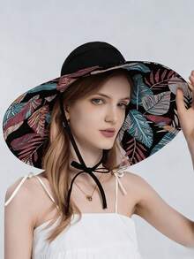 Summer New Black Waterproof Wide Brim Sun Hat, UV Protection, Breathable, Foldable, Ponytail Hole - Reversible Large Brim Sun Hat - View 7