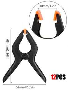 12 kẹp lò xo nhựa, kẹp nhỏ chịu lực cao, kẹp lò xo đa năng dùng cho thủ công mỹ nghệ, giá đỡ phông nền, chế biến gỗ, studio chụp ảnh - Kẹp nhựa chắc chắn, thích hợp cho chế biến gỗ, batik, phông nền chụp ảnh và thủ công mỹ nghệ, dụng cụ dành cho cả nam và nữ. - 6,5cm - Xem 10
