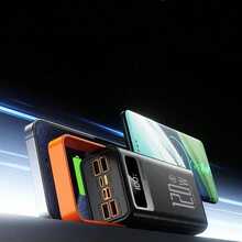 1 Pc 20000 MAh PD120W Combined Capacity Power Bank,With LED Lighting,Large Capacity Power Bank,Super-Fast ChargingFeaturing Dual-Cable,Four-Output,With LED Power Display,Three-Input,A Portable Power Bank For Outdoor Camping LED Lights - B - View 7