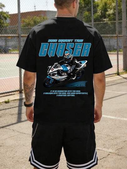 Men's Fashion Casual T-Shirt With Simple Racing Car Print Design, Lightweight And Comfortable, Suitable As Gift For Friends And Family, Suitable For Outdoor Activities, Casual Daily Wear, Sports And Gym Workouts, Versatile Short Sleeve T-Shirt