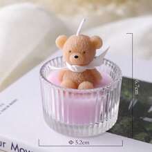 1个可爱小熊蜡烛，萌萌的小熊生日礼物，家居装饰烛台，非常适合情人节、母亲节、室内装饰、毕业礼物和送给女性的礼物。 - 小玻璃小熊 - 查看 9
