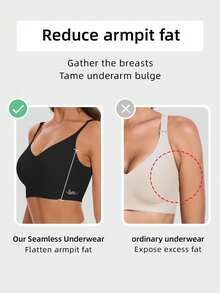 2pcs/Set Women's Seamless Low Back Strapless Bra, Convertible Strap Bra Tank Top, Lightweight Breathable Casual A/B Cup - Multicolor - View 3