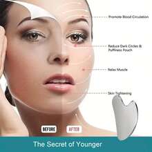 Advanced Stainless Steel Scraping Facial Tool - Scraping Plate Finger Scraping Tablet Heart Shaped Facial Scraping Tightening And Lifting Metal Massage Plate Tool, Suitable For Face And Body - A - View 4