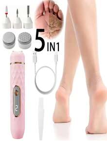 Portable Electric Foot Grinder, Electric Foot File, Includes 5 Grinding Heads, Removes Dead Skin, Rechargeable Electronic Foot Care Device With Replaceable Grinding Heads - Multicolor - View 9