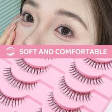 10对卡通猫眼纤细假睫毛，隐形带设计，自然逼真，适合派对和日常佩戴 - QF94Y - 查看 4