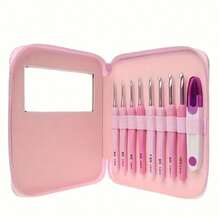 1 Set Crochet Hook Kit, 8 Sizes 2.5-6mm High Quality Pink Crochet Hooks Set With Pink Faux Leather Storage Pouch, Embroidery Bag, Complete Basic Crochet Kit, DIY Knitting And Sweater Making Craft Beginner Set, Yarn Storage, Perfect Mother's Day Gift For Mom And Grandma - C-Multicolor Set - View 7